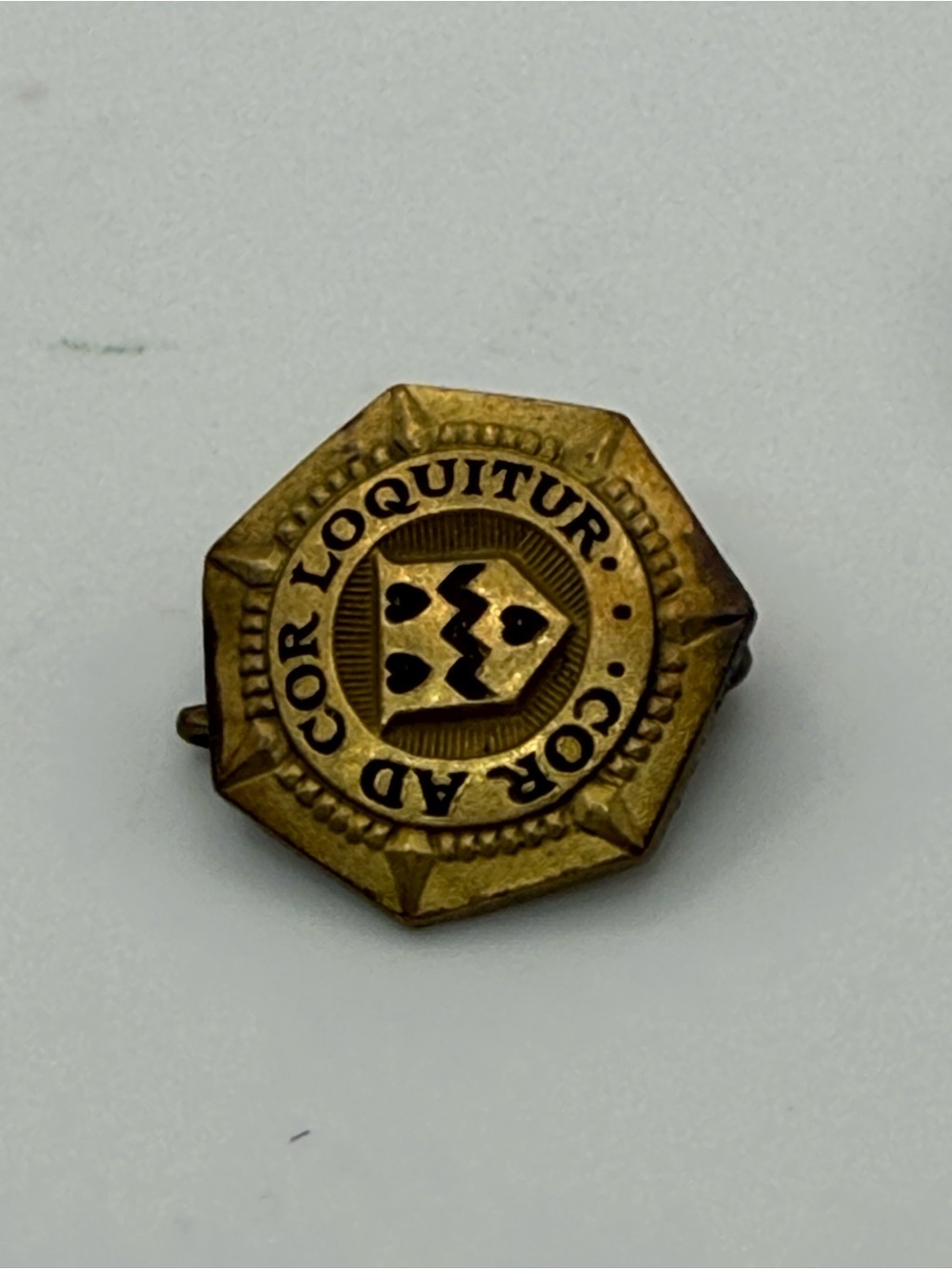 Vintage Newman School Boston Cor Ad Cor Loquitur Gold Tone Lapel Pin